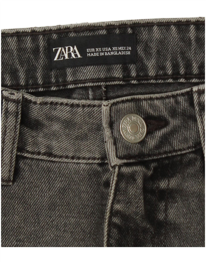 ZARA Womens Denim Skirt XS W24  Grey Cotton