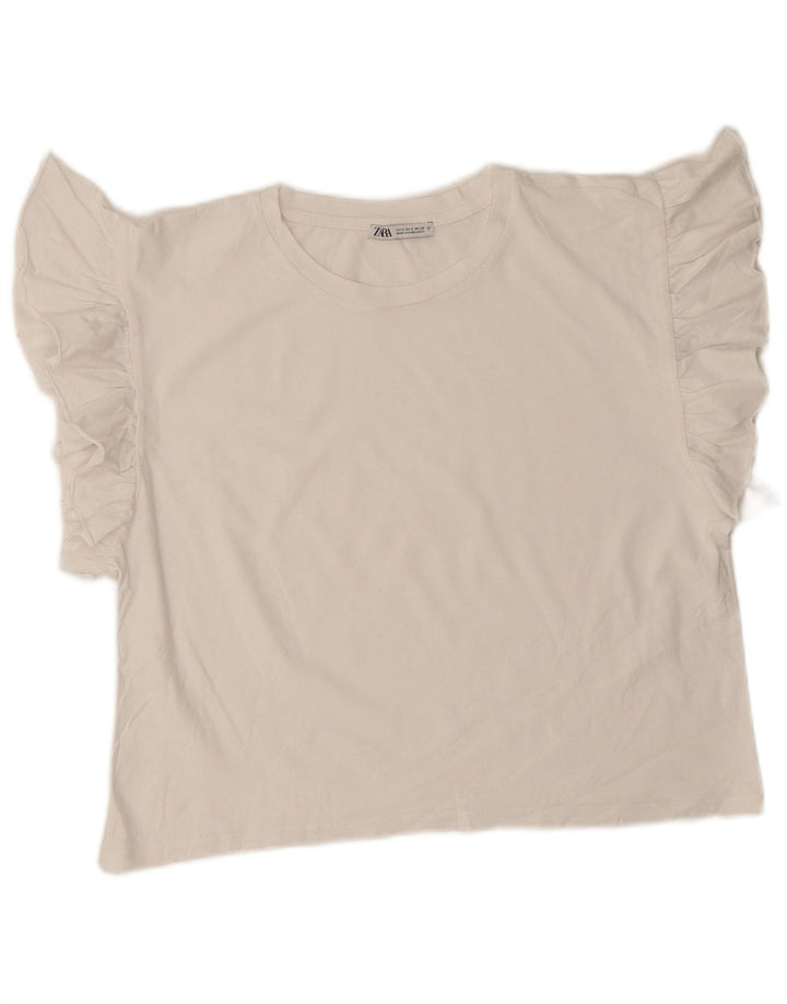 Damska koszulka oversize Zara Crop Top UK 10 Small White