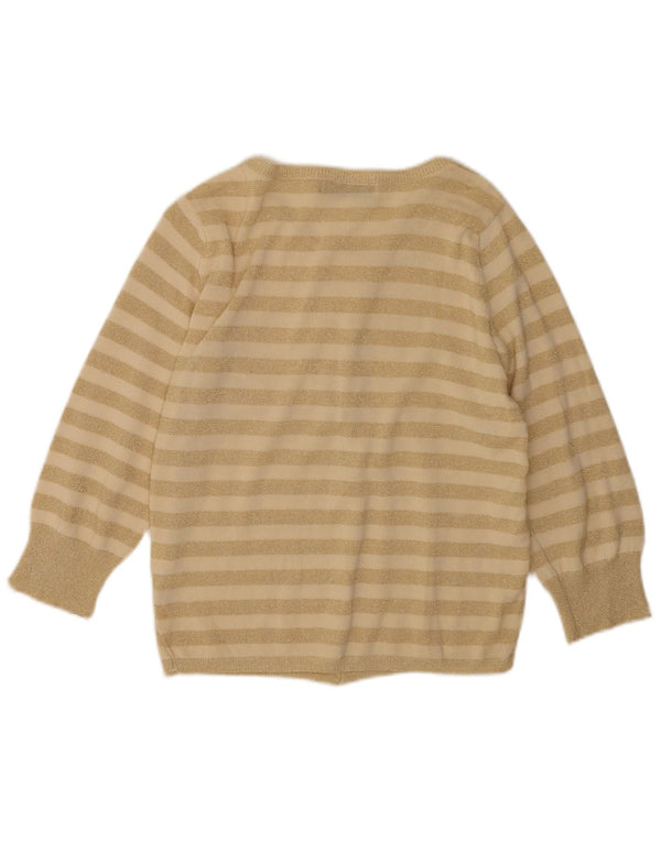 Sweter damski Zara UK 14, duży, bawełniany w beżowe paski