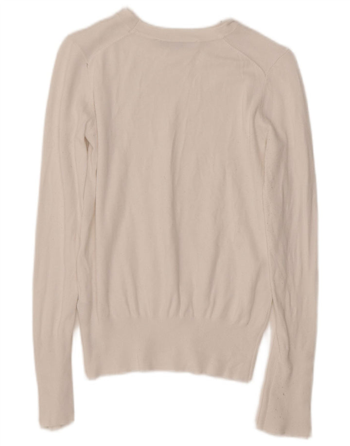 Damski sweter ZARA z dekoltem w łódkę UK 10 Small White Wiskoza