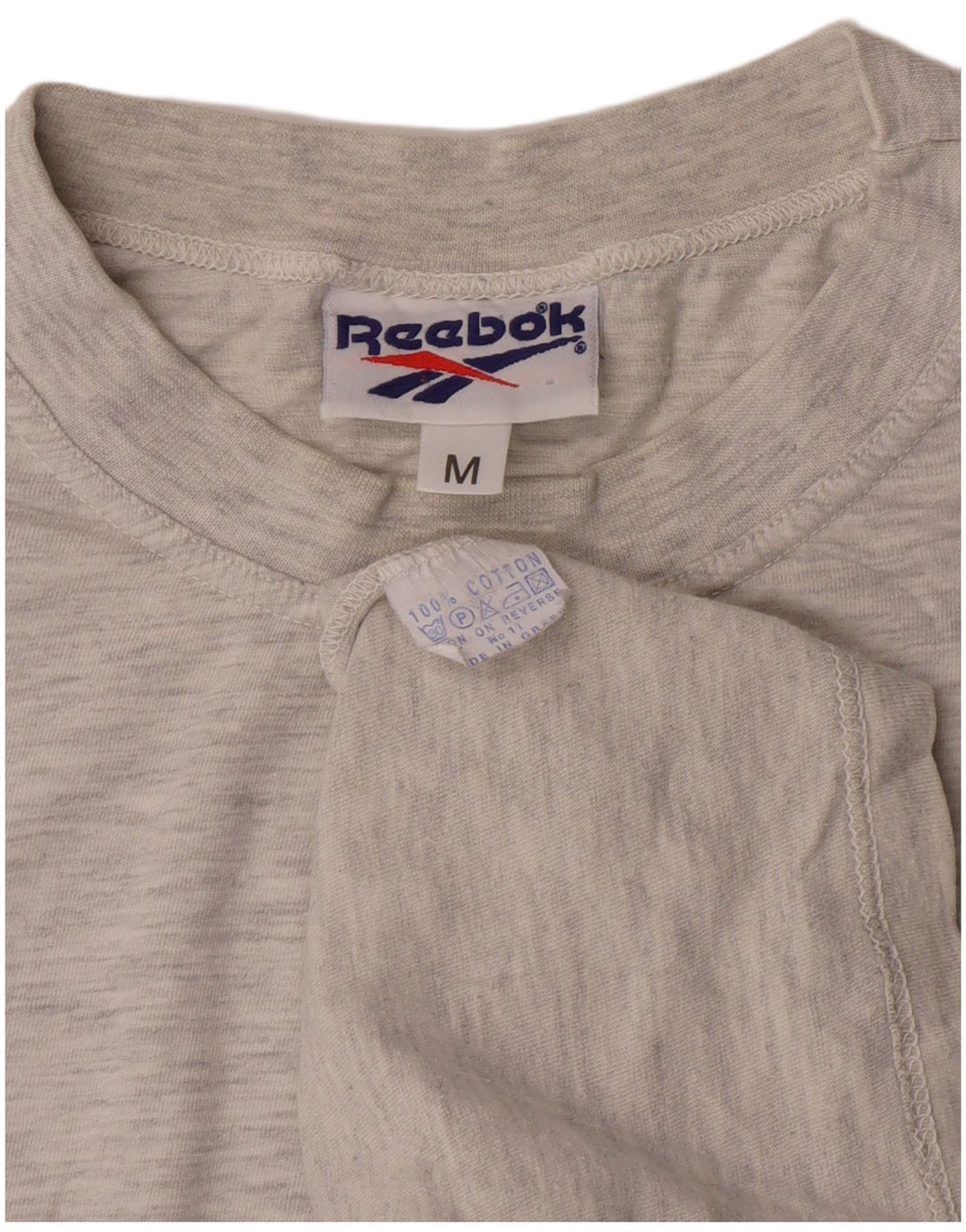 Męska koszulka Reebok z grafiką, średnia szara bawełna z plamkami
