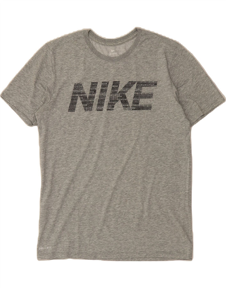 NIKE Mens Dri Fit Graphic T-Shirt Top Medium Grey Vintage Nike and Second-Hand Nike from Messina Hembry 