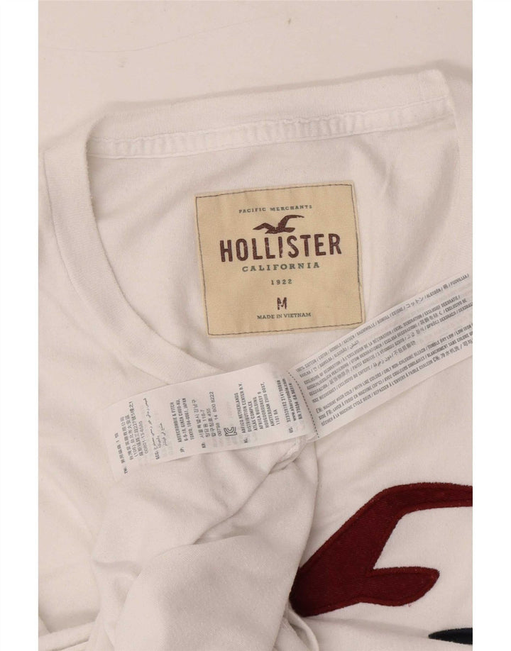 Męski top z grafiką Hollister z długim rękawem, średniej wielkości, biały, bawełniany