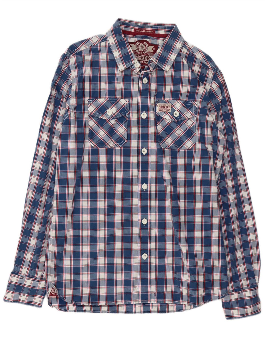 Koszula męska Superdry, bawełniana, w dużą niebieską kratkę
