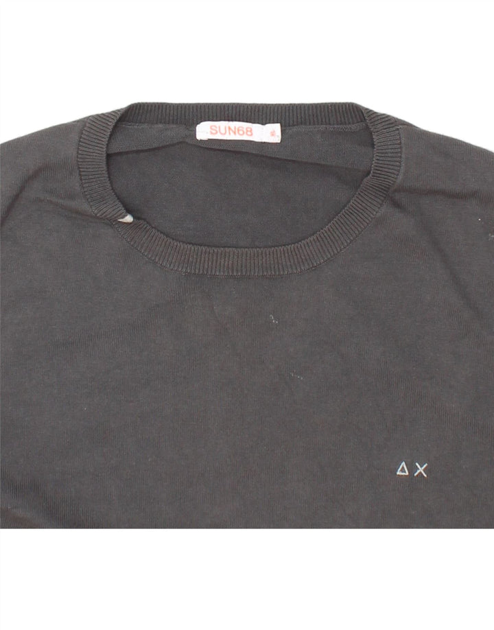 SUN68 Mens Boat Neck Jumper Sweater XL Grey Cotton Vintage Sun68 and Second-Hand Sun68 from Messina Hembry 