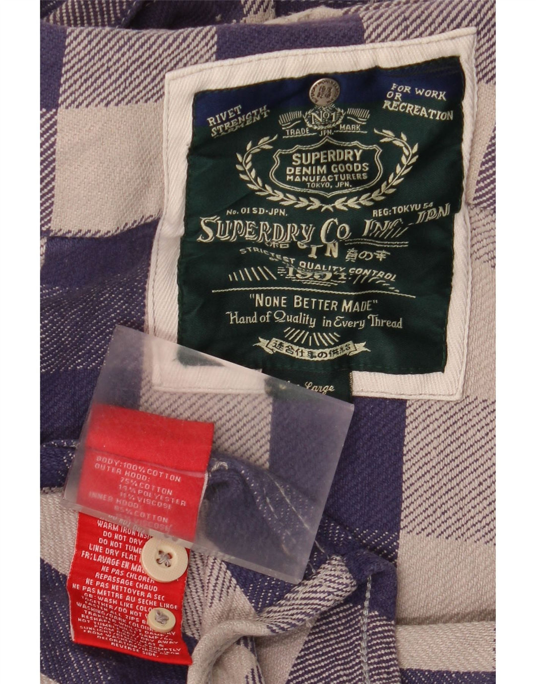 Męska koszula flanelowa Superdry, duża, granatowa, bawełniana w kratkę