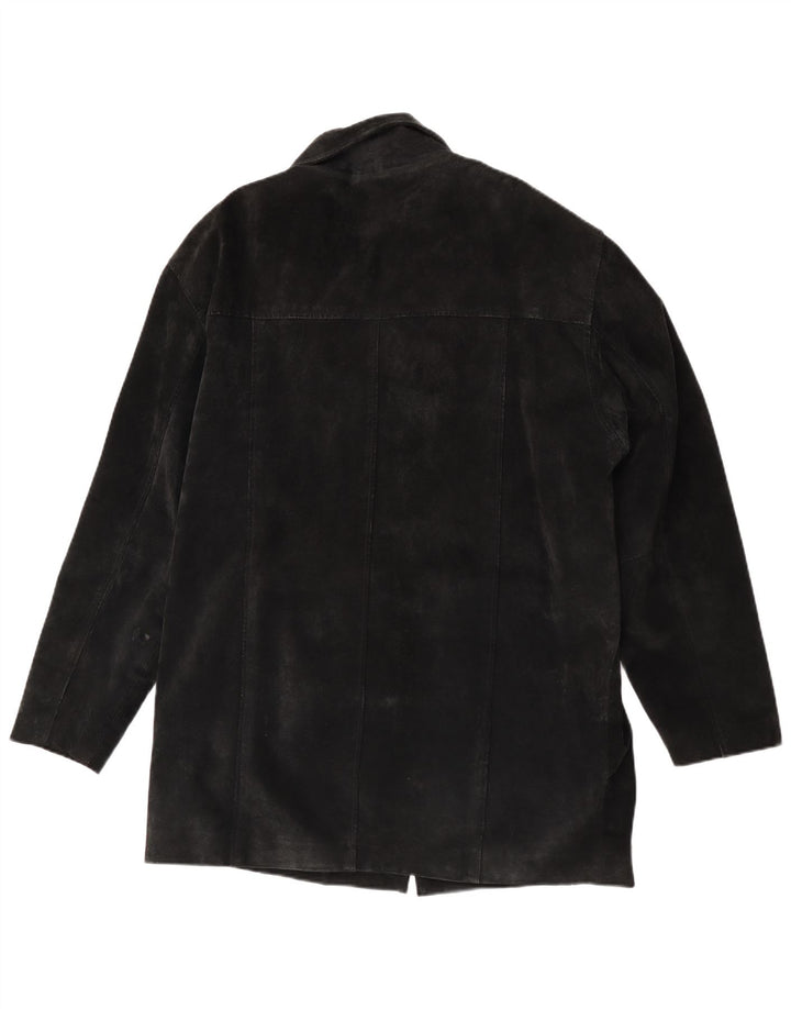 Zamszowy płaszcz wiatrówka męska Ben Sherman UK 38, średnia czarna skóra