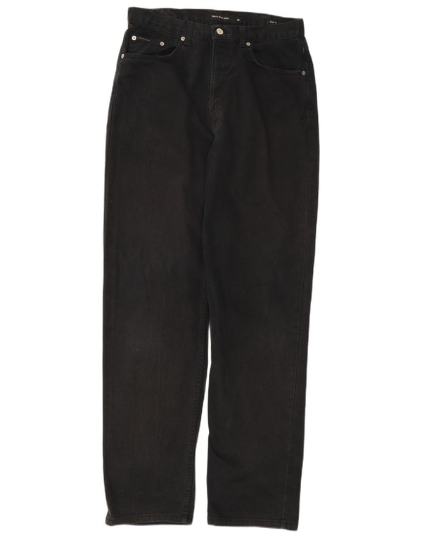 Męskie proste dżinsy CALVIN KLEIN W32 L32, czarne, bawełniane