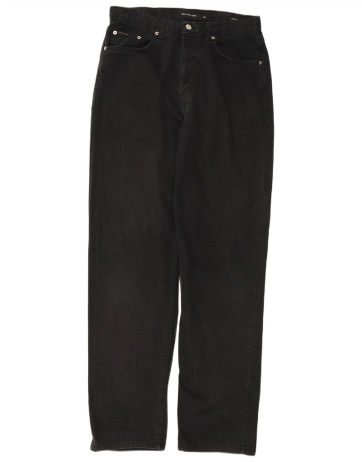 Męskie proste dżinsy CALVIN KLEIN W32 L32, czarne, bawełniane