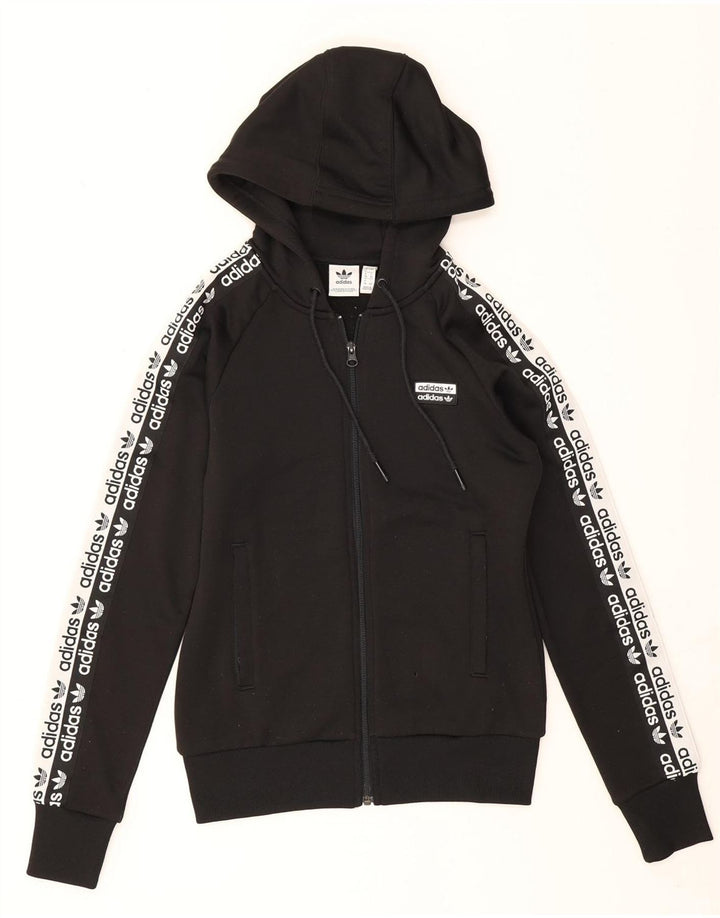 Damski sweter Adidas z grafiką i zamkiem błyskawicznym UK 8, mały, czarny poliester