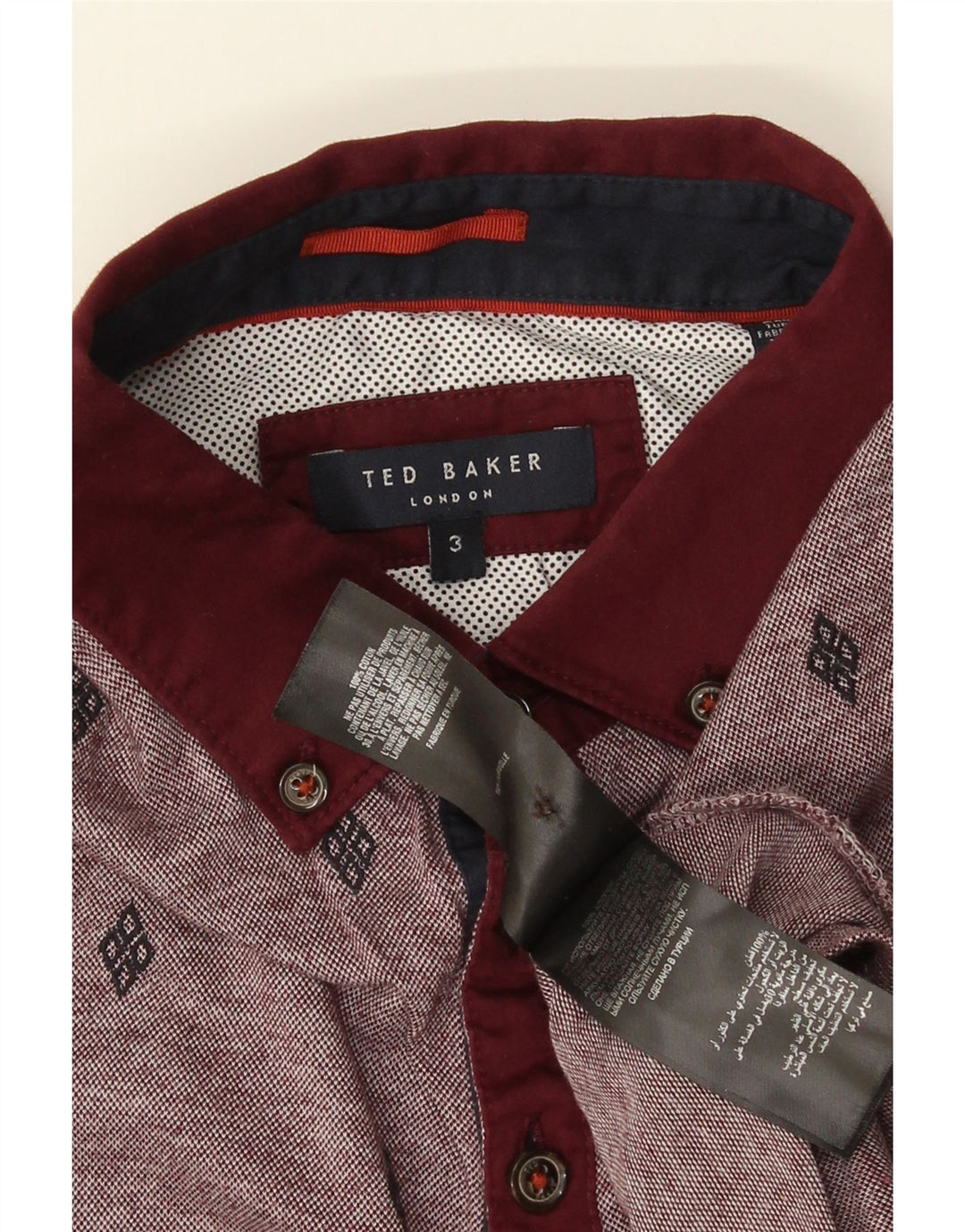 Męska koszulka polo Ted Baker, rozmiar 3, średnia, bordowa, bawełniana w cętki