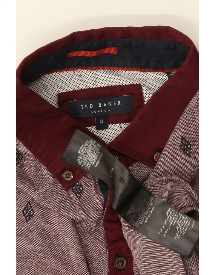 Męska koszulka polo Ted Baker, rozmiar 3, średnia, bordowa, bawełniana w cętki