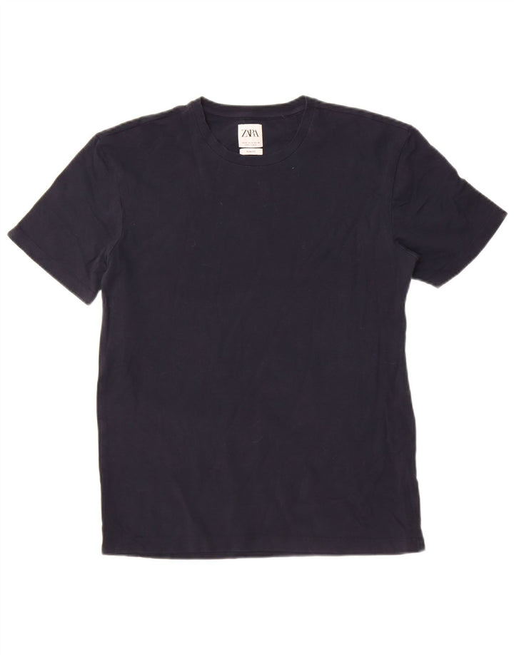 T-shirt męski slim fit Zara, średni, granatowy, bawełniany