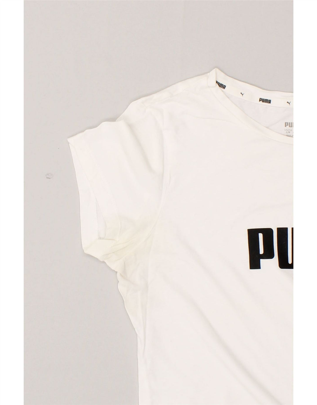 PUMA Womens Graphic T-Shirt Top UK 14 Medium  White Cotton Vintage Puma and Second-Hand Puma from Messina Hembry 