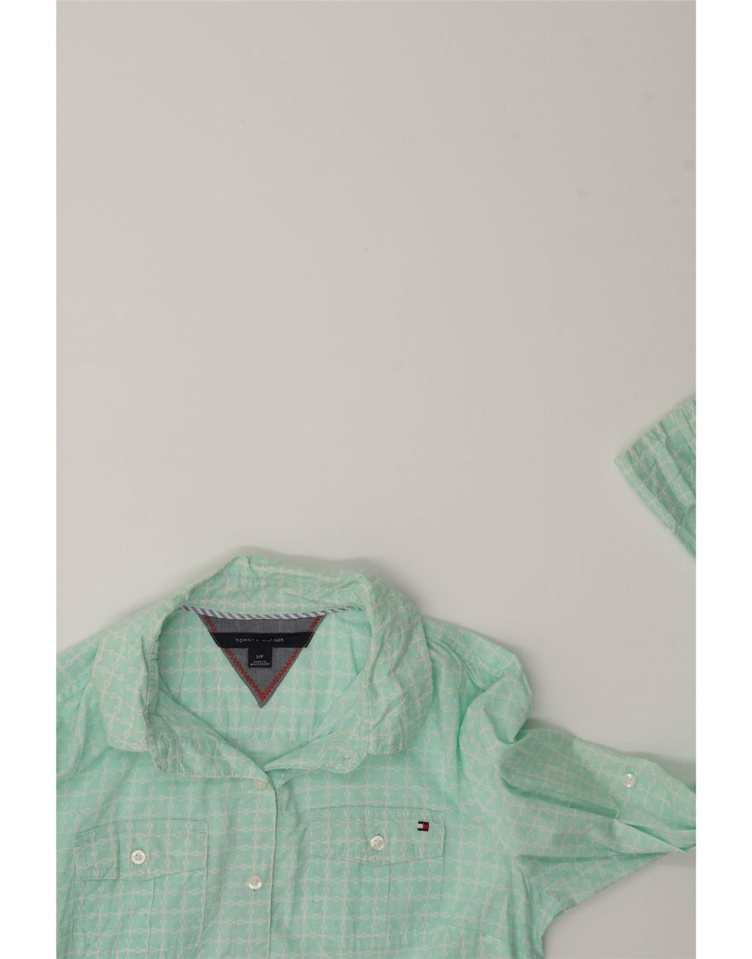 TOMMY HILFIGER Womens Shirt UK 10 Small Green Check Cotton Vintage Tommy Hilfiger and Second-Hand Tommy Hilfiger from Messina Hembry 