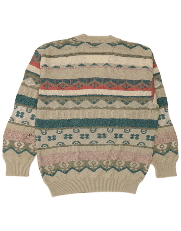 Męski sweter o regularnym kroju South Coast, duży, beżowy, geometryczny, retro
