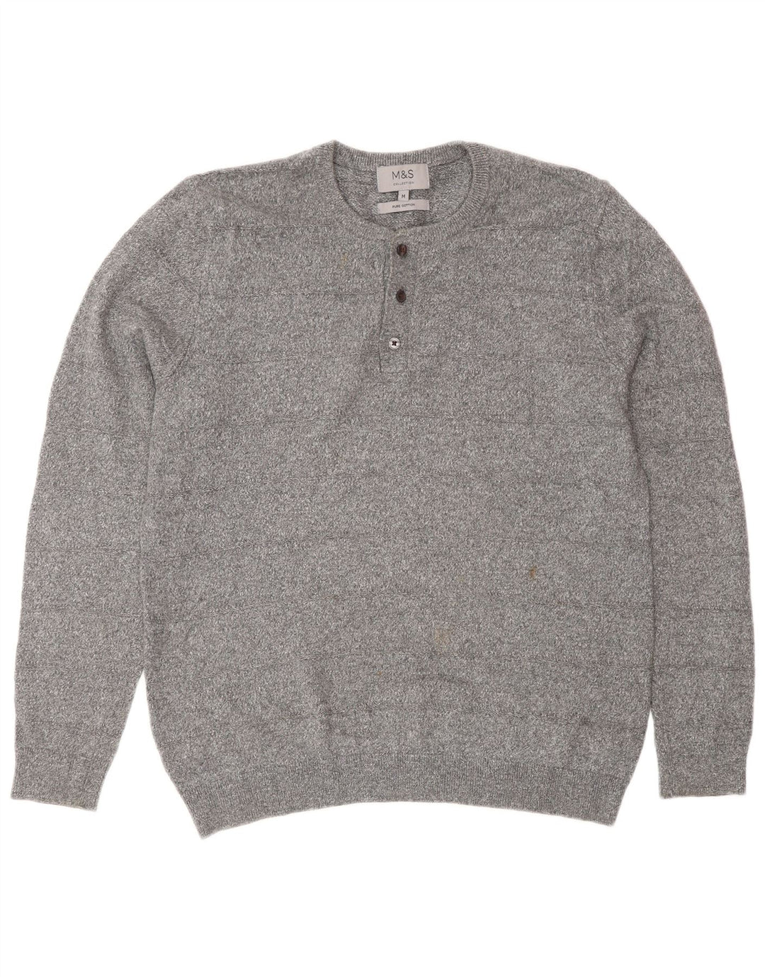 Marks & Spencer Męski sweter z okrągłym dekoltem, średnioszary, bawełniany