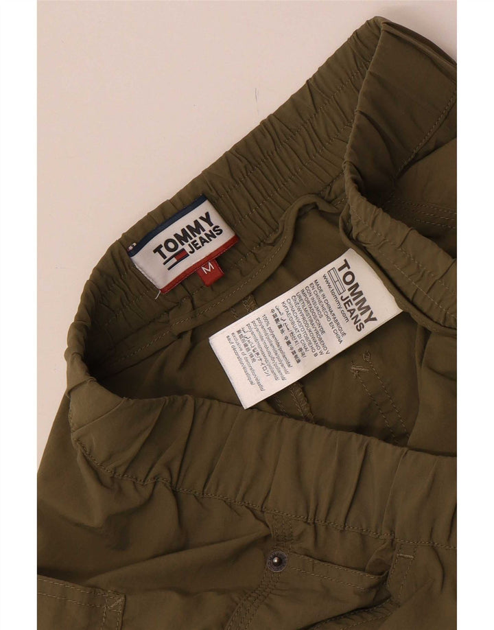 Wąskie, przycięte spodnie męskie Tommy Hilfiger, średnie W30 L26 Khaki, poliester