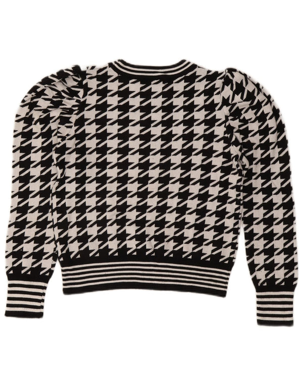 Damski sweter Oasis z dekoltem w łódkę, UK 10, mały, czarny w pepitkę