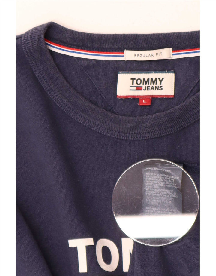 Tommy Hilfiger Męski top z grafiką o regularnym kroju, z długim rękawem, duży, granatowy