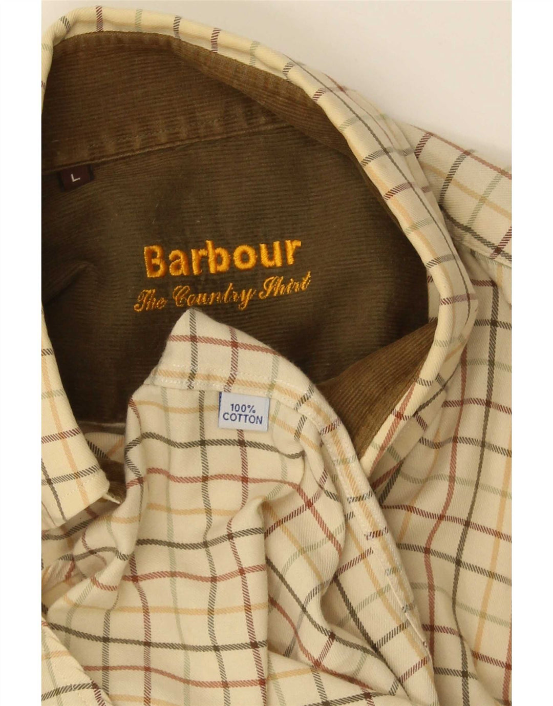 Koszula flanelowa męska Barbour w dużą beżową kratę, bawełniana