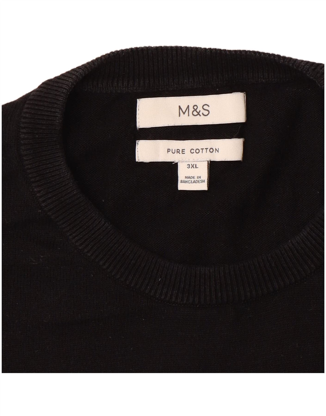 Marks & Spencer Męski sweter z okrągłym dekoltem, 3XL, czarny, bawełniany