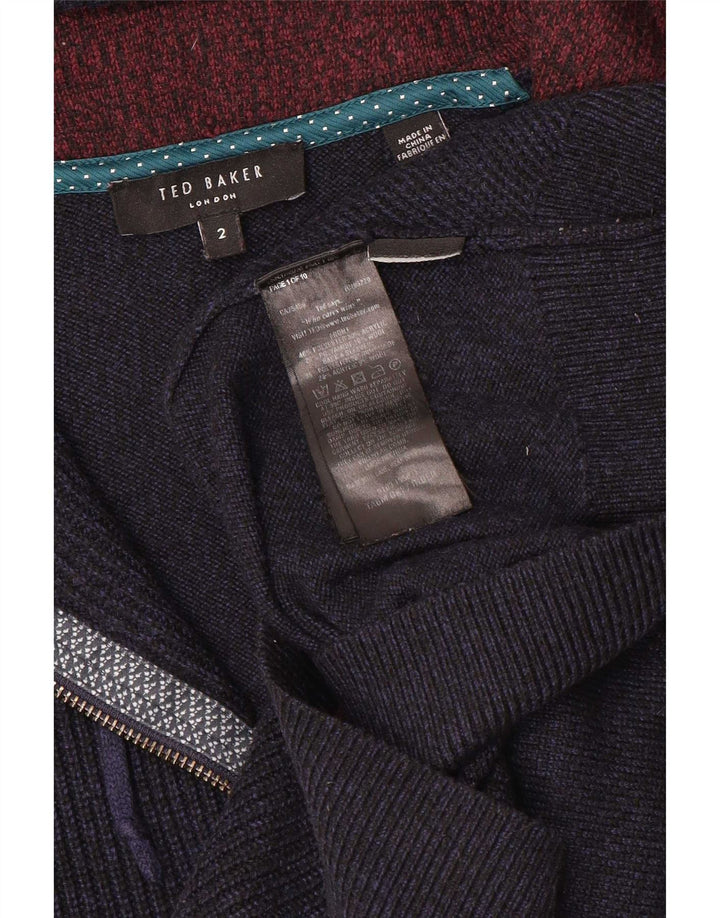 Męski sweter rozpinany z kapturem i zamkiem Ted Baker, rozmiar 2, mały, granatowy