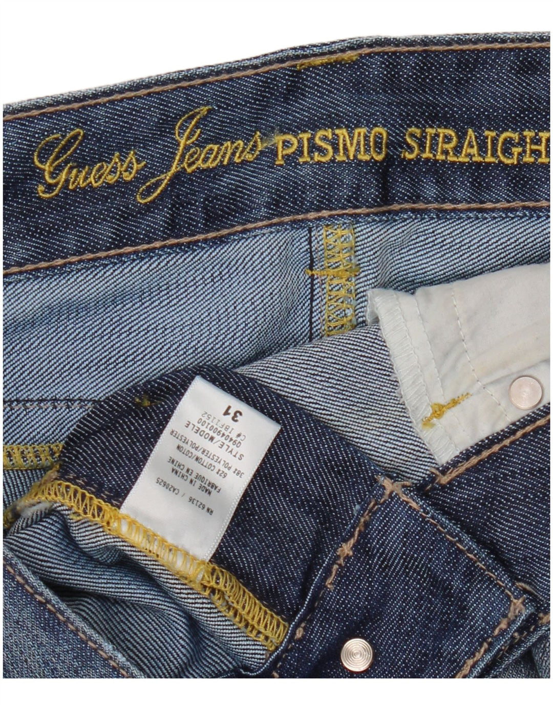 Damskie jeansy GUESS Pismo Straight W31 L33 Niebieskie, bawełniane