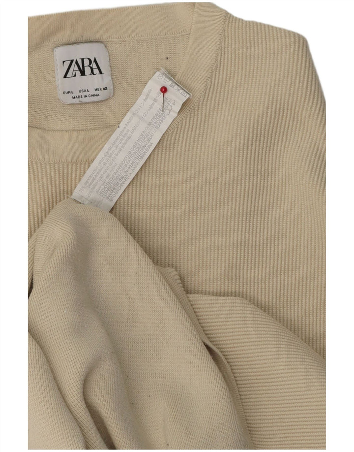 T-shirt męski Zara, duży, beżowy, bawełniany