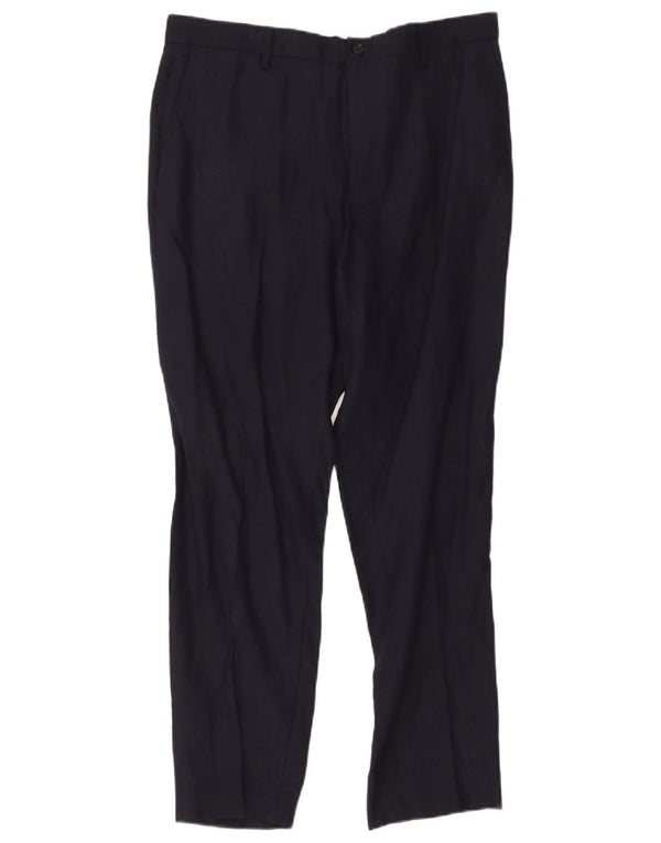 Męskie proste spodnie chino Zara EU 44 Large W34 L28 Granatowe lniane