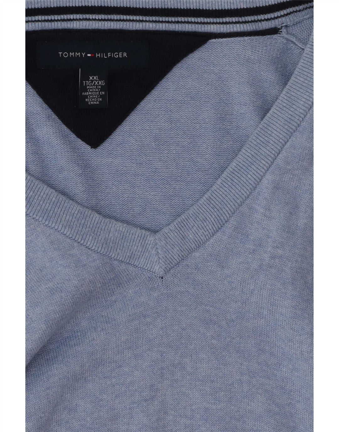 Męski sweter Tommy Hilfiger z dekoltem w kształcie litery V, 2XL, niebieski