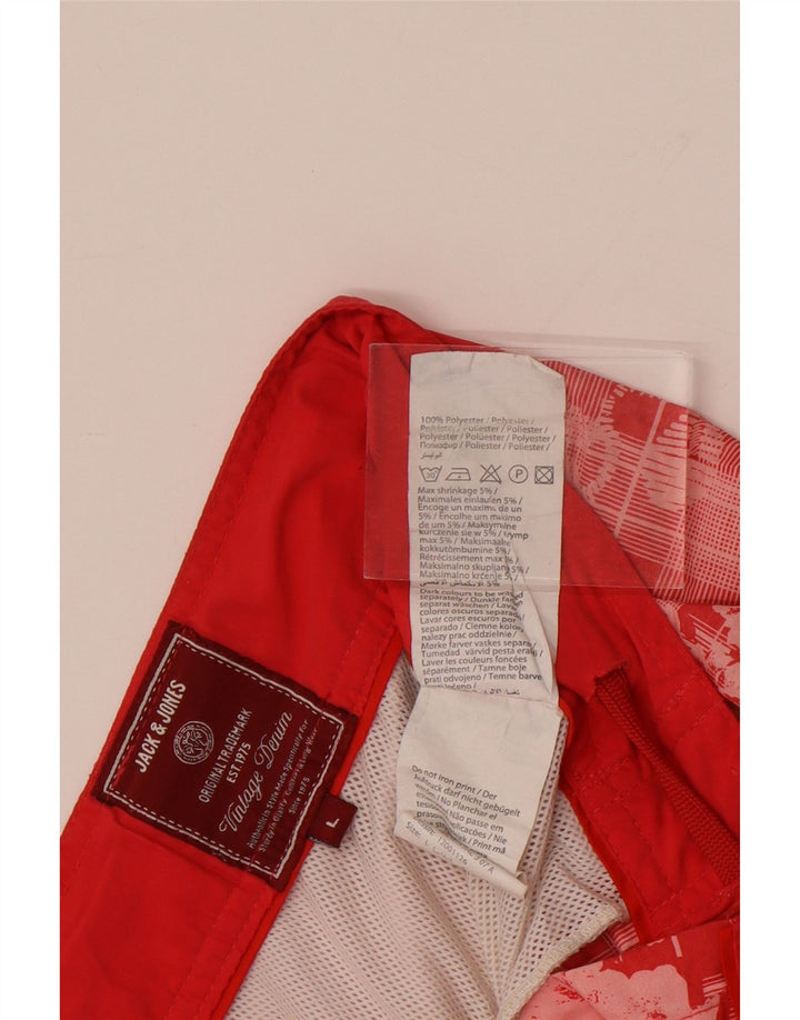 Męskie spodenki kąpielowe Jack & Jones, duży, czerwony, kwiatowy poliester