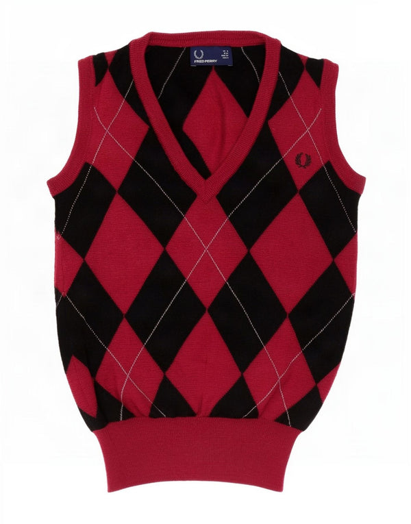 Damski podkoszulek Fred Perry z kamizelką UK 8 Small Red Argyle/diamentowa wełna