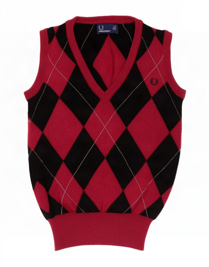 Damski podkoszulek Fred Perry z kamizelką UK 8 Small Red Argyle/diamentowa wełna
