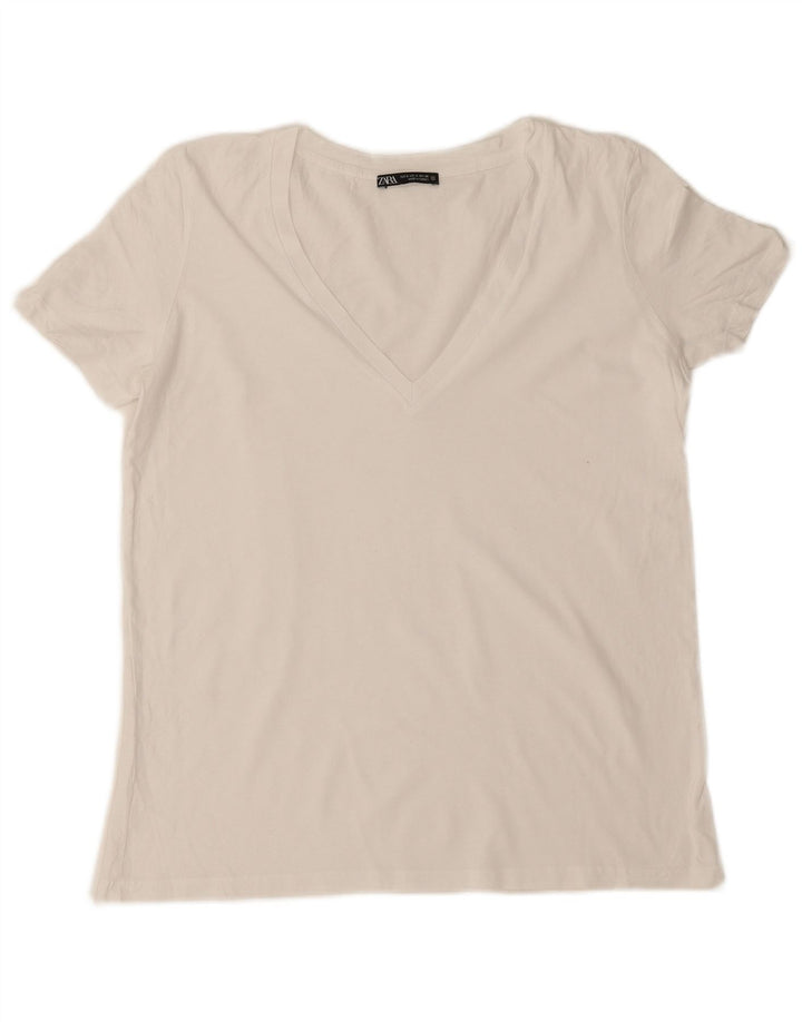 T-shirt damski Zara Top UK 10, mały, biały