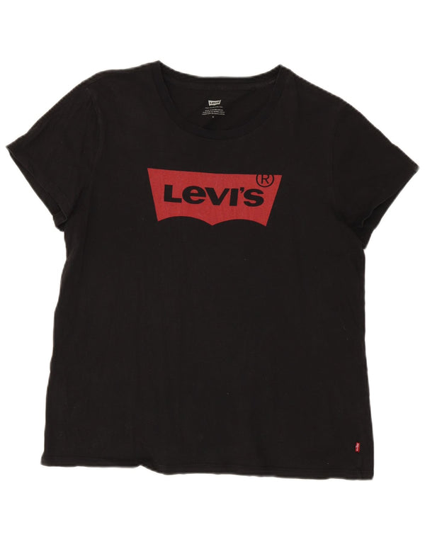 Levi's Womens Oversized Graphic T-Shirt Top UK 14 Medium Black Cotton