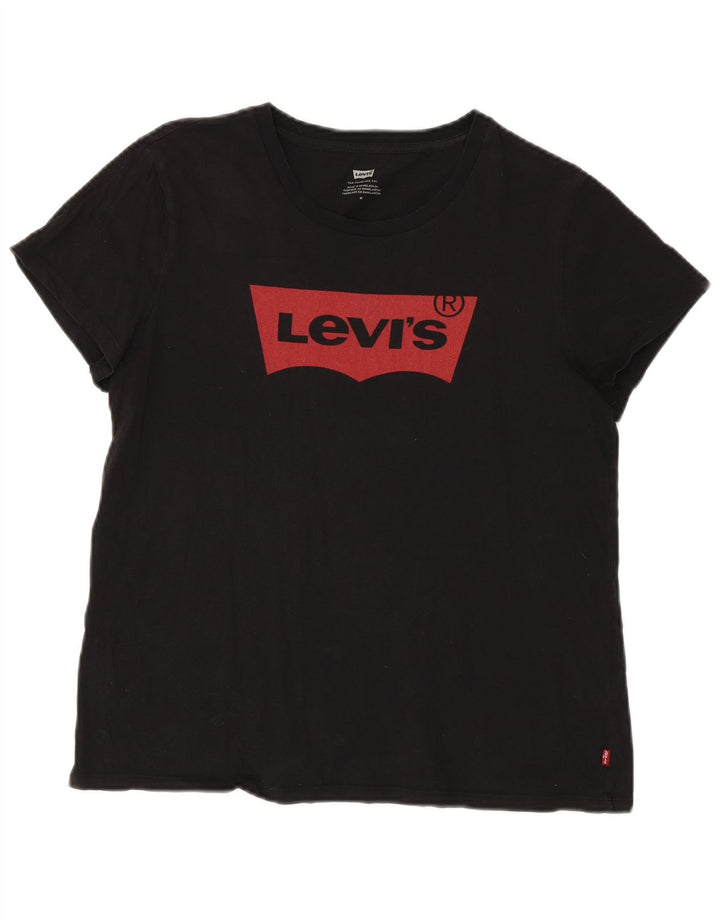 Damska koszulka oversize z grafiką Levi's Top UK 14, średnia czarna bawełna