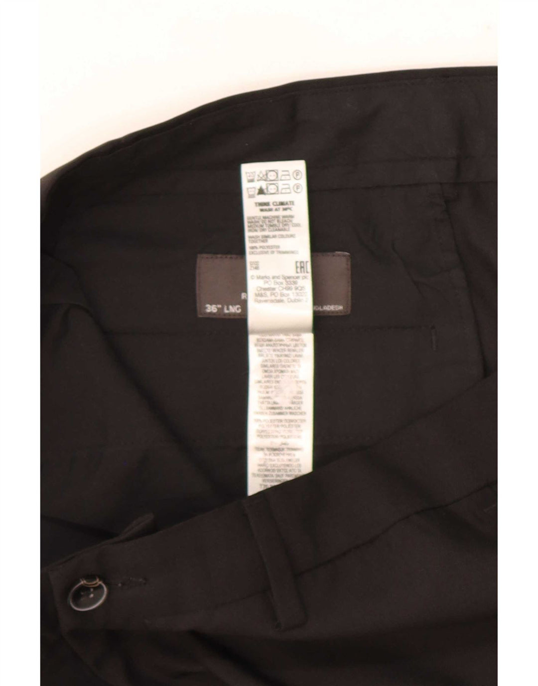 Męskie spodnie chino o regularnym kroju Marks & Spencer W36 L33 Czarny poliester