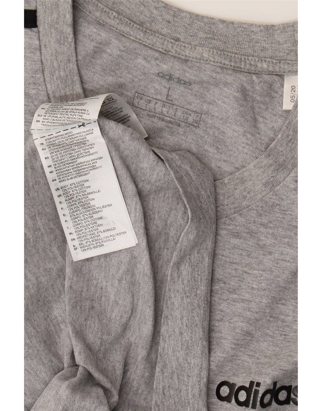 Adidas Męska koszulka Top, duża, szara, nakrapiana bawełna