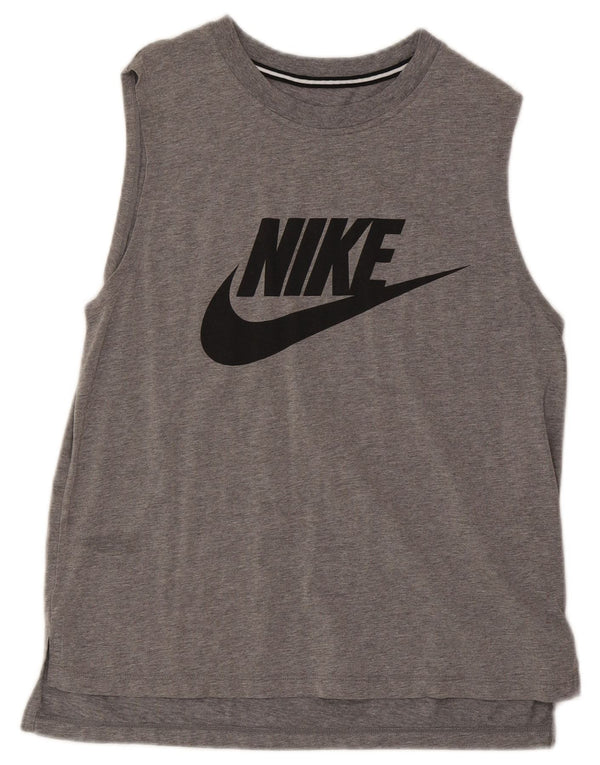 Męska kamizelka z grafiką Nike, średnia, szara, bawełniana nakrapiana