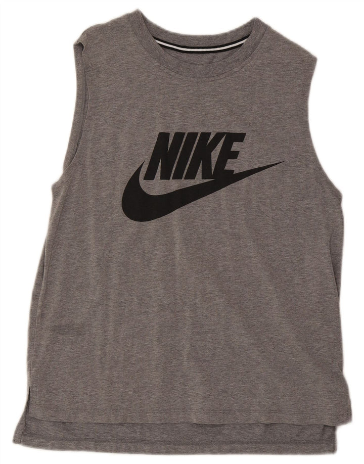 Męska kamizelka z grafiką Nike, średnia, szara, bawełniana nakrapiana