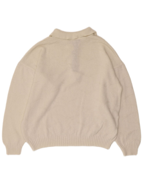 Męski sweter z golfem w stylu vintage, średnio biały