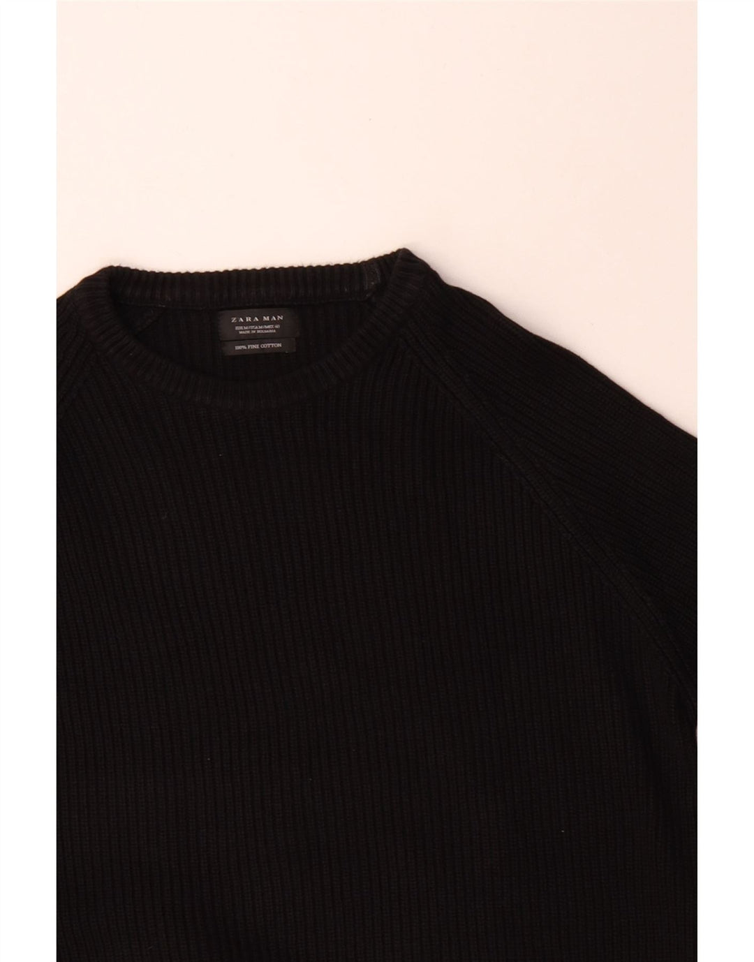 Męski sweter z dekoltem w łódkę Zara, średniej wielkości, czarny, bawełniany