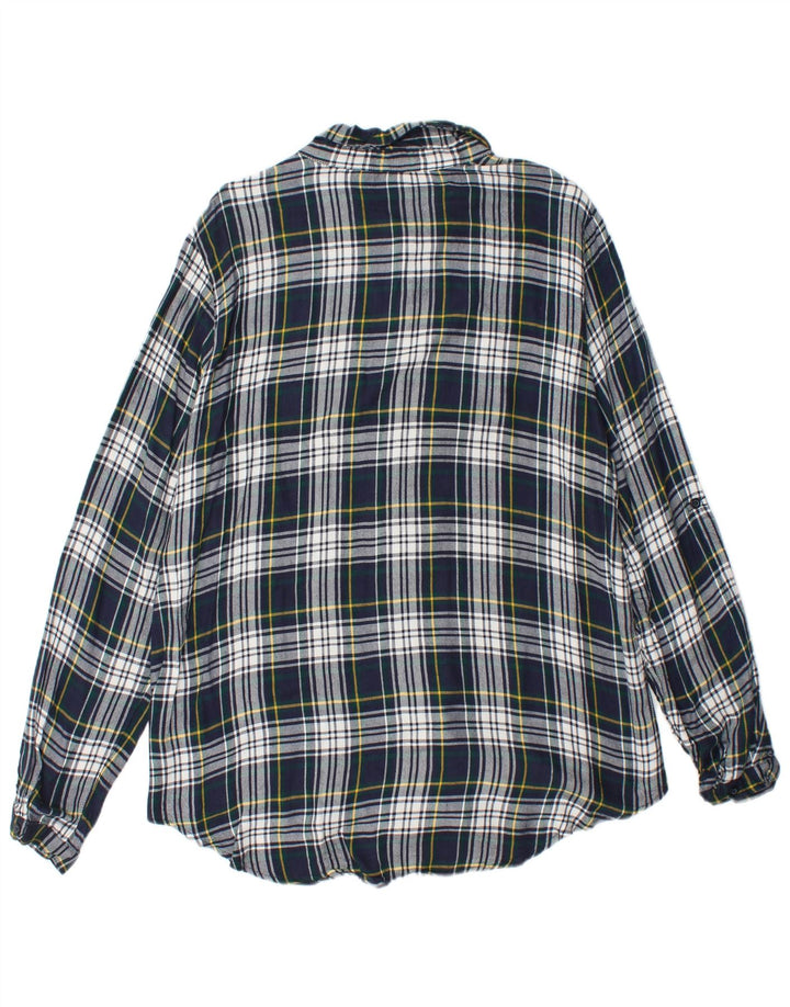 Koszula flanelowa damska EDDIE BAUER UK 18 XL, wiskoza w granatową kratkę