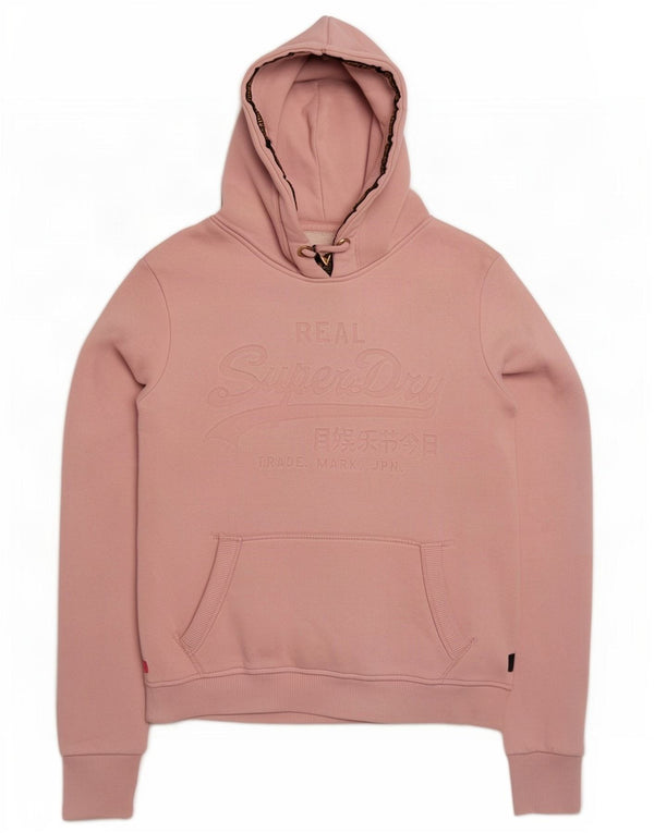 Superdry Womens Graphic Hoodie Jumper UK 12 Medium Pink Cotton