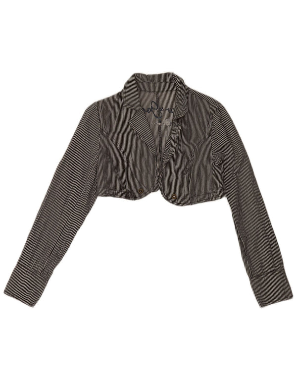 Desigual Womens Open Bolero Jacket UK 12 Medium Navy Blue Striped