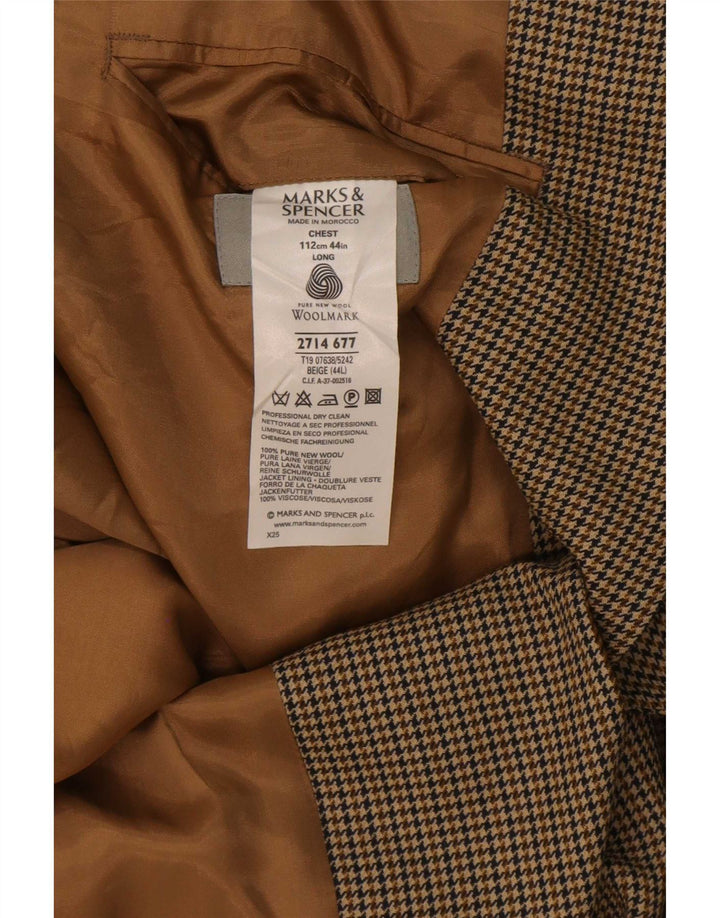 Marks & Spencer Męska długa marynarka zapinana na 2 guziki UK 44 XL Beżowa pepitka
