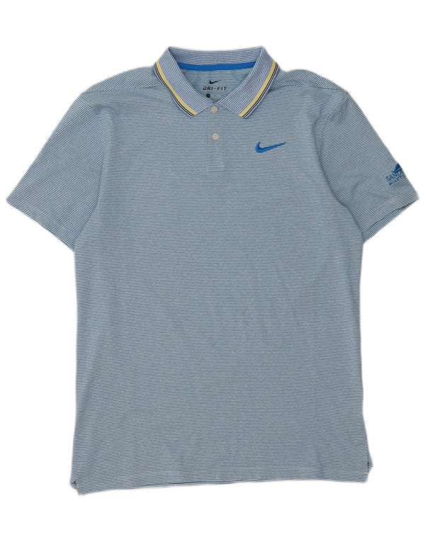 Męska koszulka polo Nike Dri Fit, mała, niebieska, poliestrowa w paski