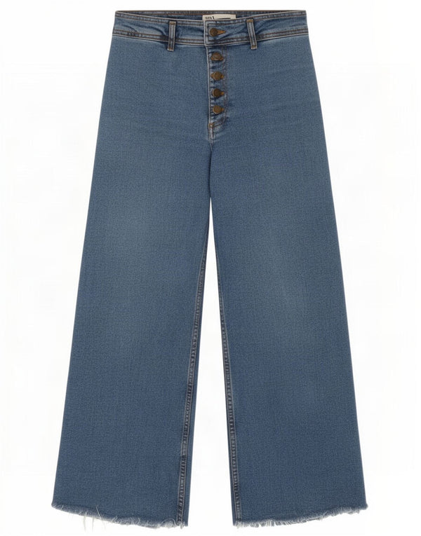 Damskie jeansy z szeroką nogawką Zara z wysokim stanem EU 38 Small W28 L28 Niebieskie