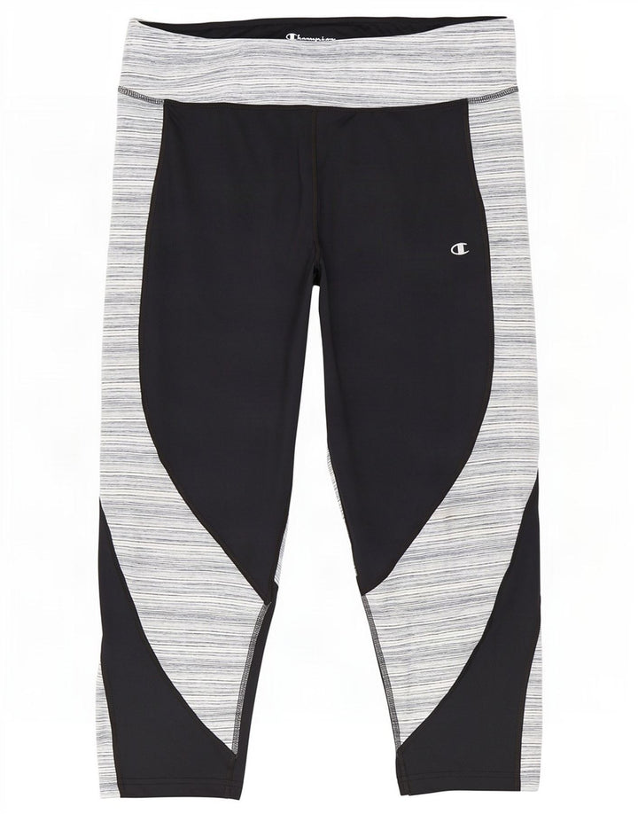 Damskie legginsy Champion Capri UK 20 2XL Czarny poliester w prążki